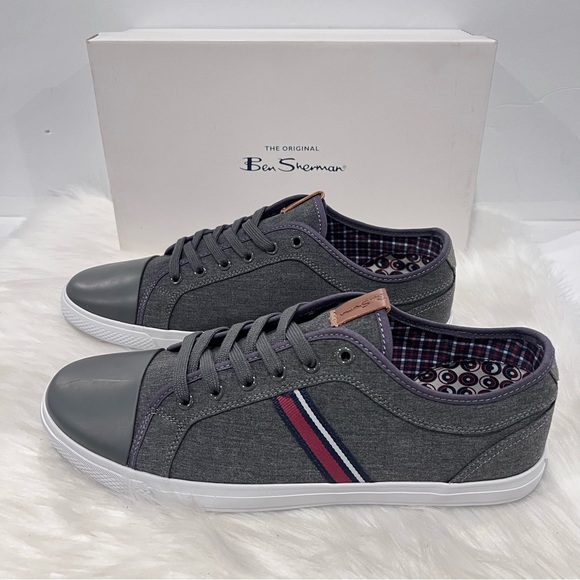 Ben Sherman Men’s Madison Oxford Sneakers Charcoal Textile Size 12 - Picture 5 of 14